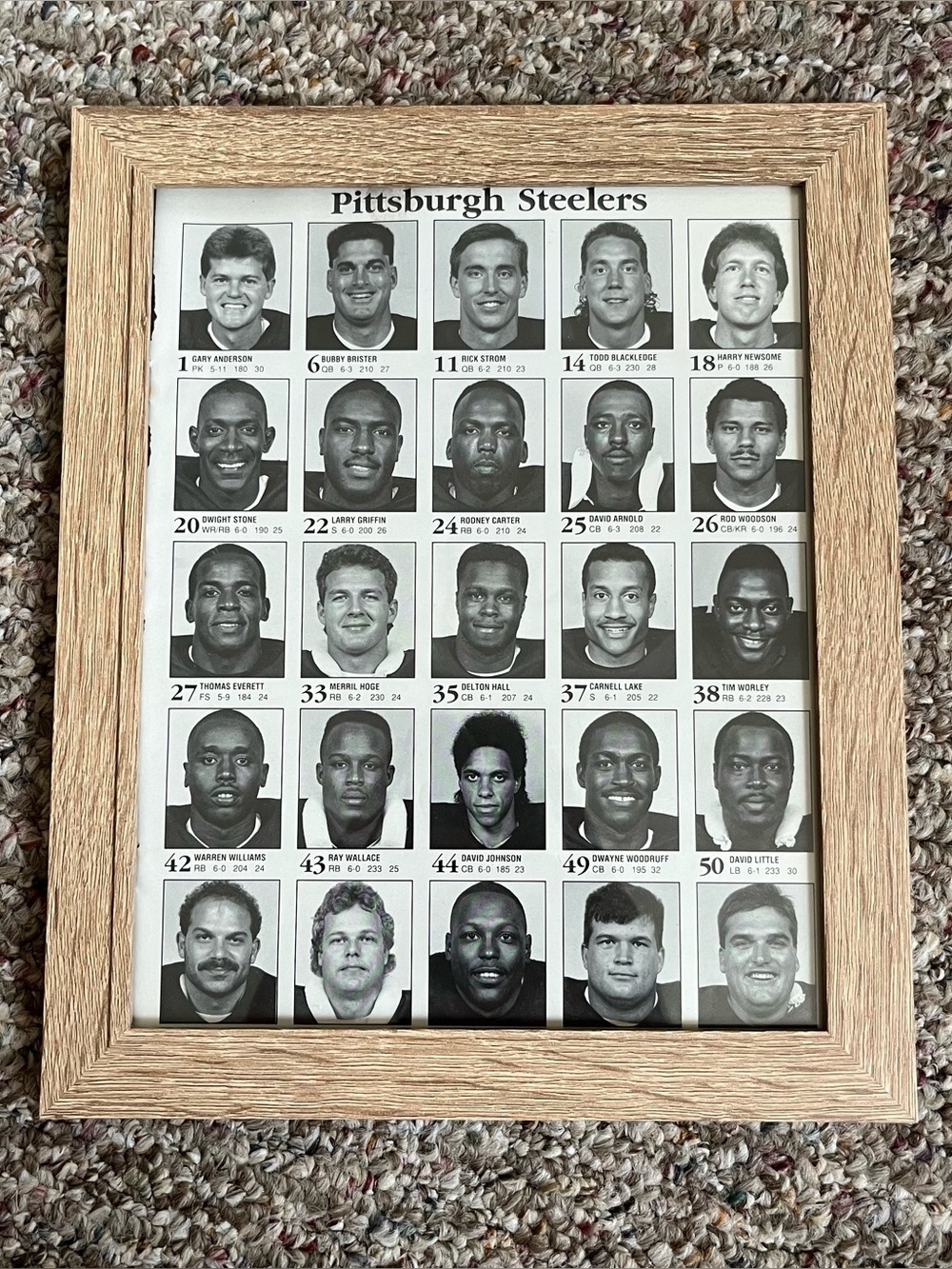 Vintage Black-and-White Team Roster Framed Wall Art